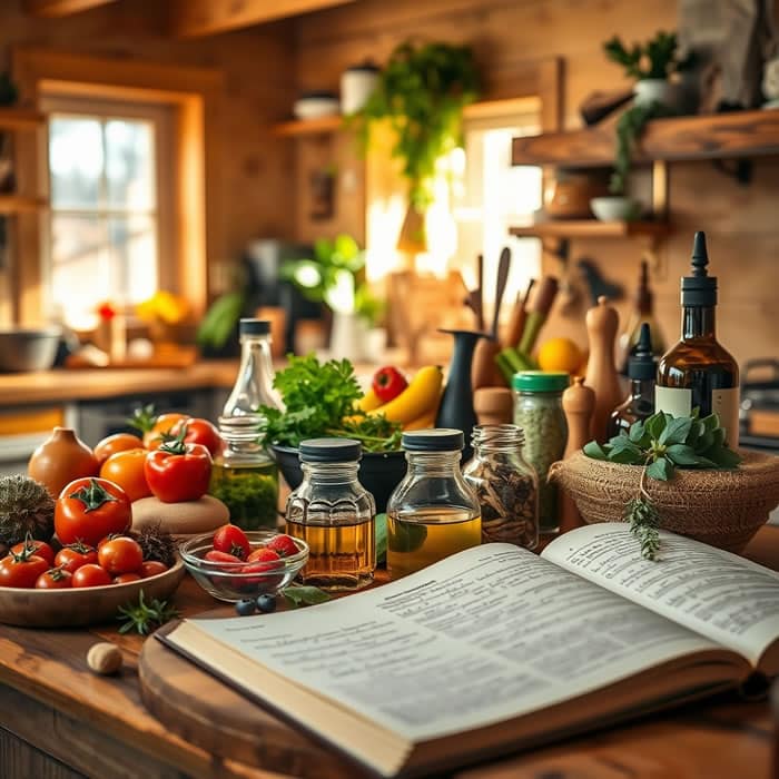 Spirituelle Küche mit schmackhaften und wertvollen Zutaten